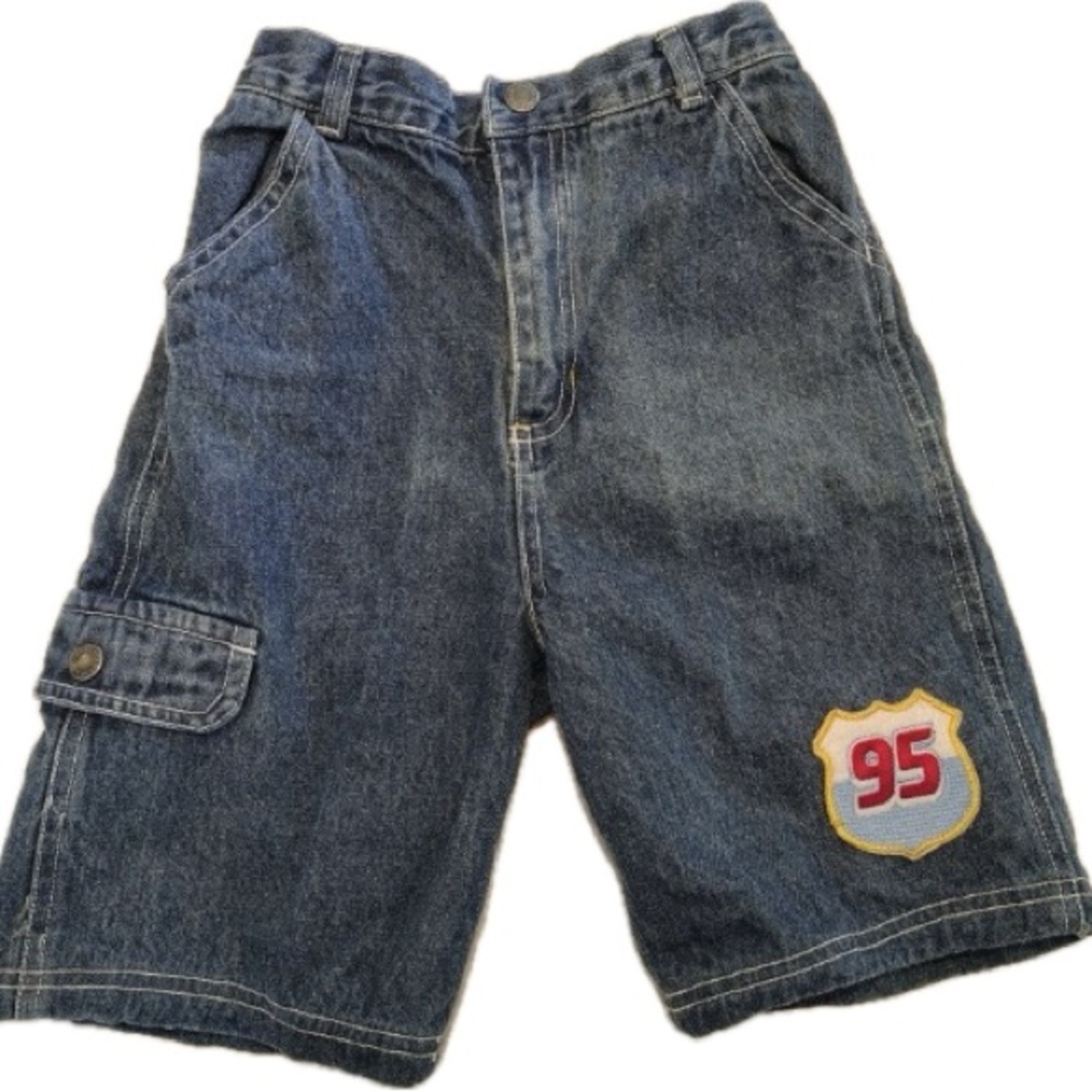 Vtg Y2K Disney Pixar Cars Shorts 95 LOGO Cargo Blue Jean Baggy Boys Sz 7